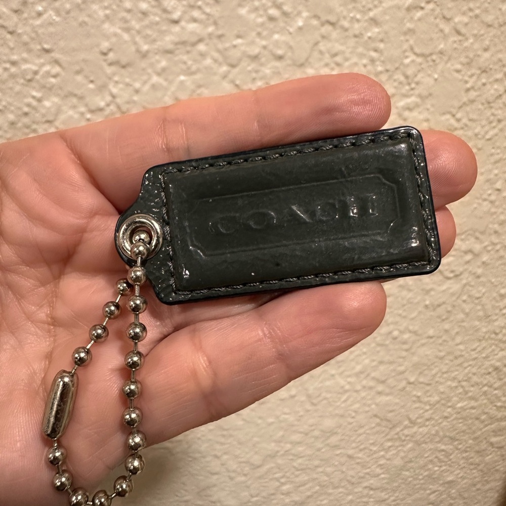 Coach Dark Gray Leather Keychain